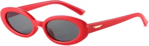 Retro Oval Sunglasses for Women 90s Vintage Womens Tiny Small Oval Glasses Fashion Black Cat Eye Shades