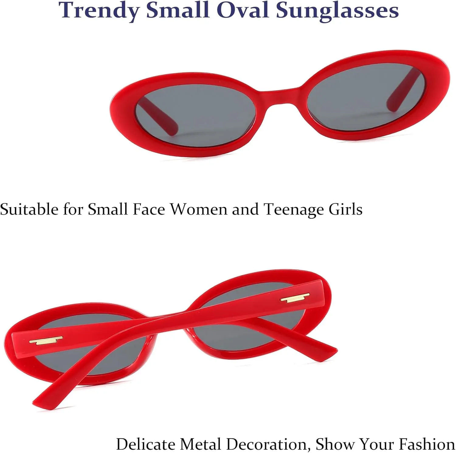 Retro Oval Sunglasses for Women 90s Vintage Womens Tiny Small Oval Glasses Fashion Black Cat Eye Shades