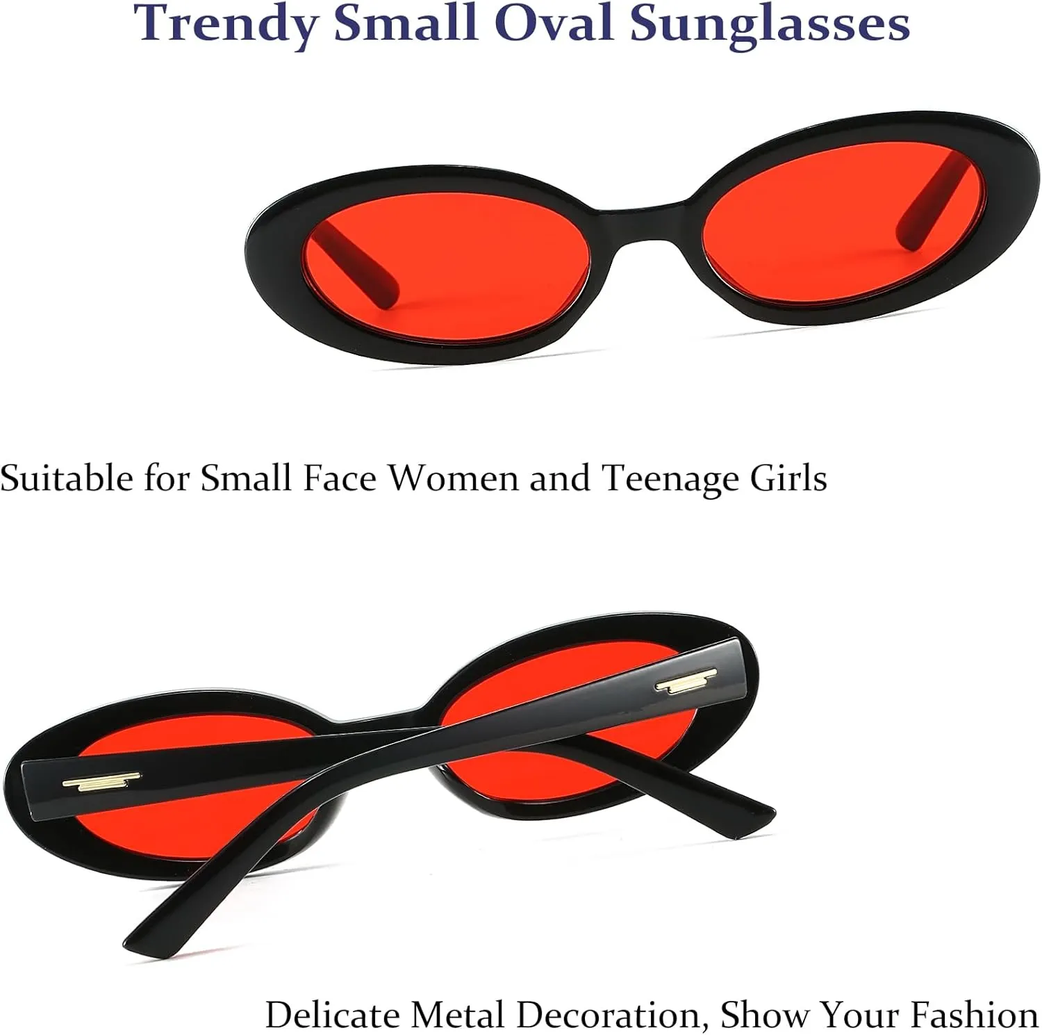 Retro Oval Sunglasses for Women 90s Vintage Womens Tiny Small Oval Glasses Fashion Black Cat Eye Shades
