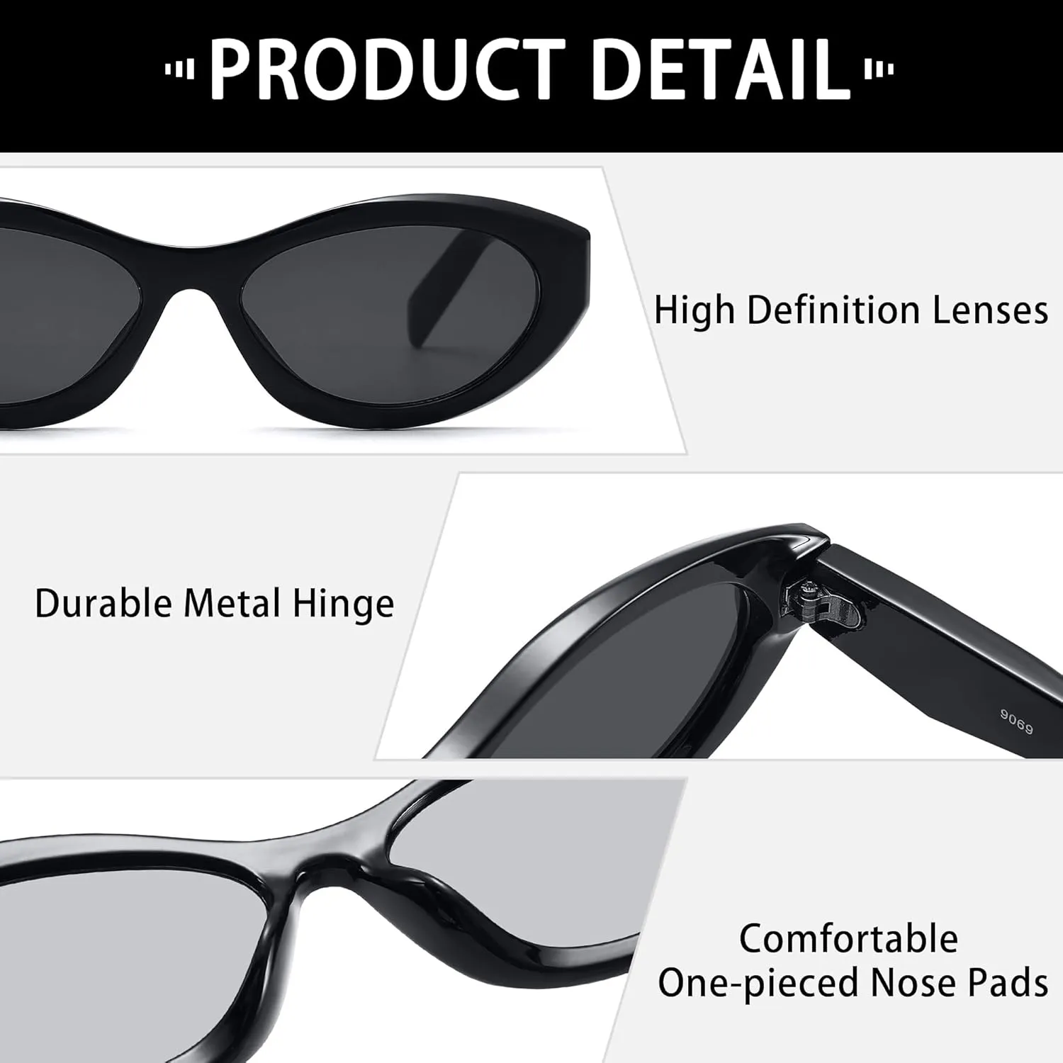 Retro Oval Sunglasses for Women Men Trendy Vintage 90s Cat Eye Sun Glass UV400 Shades