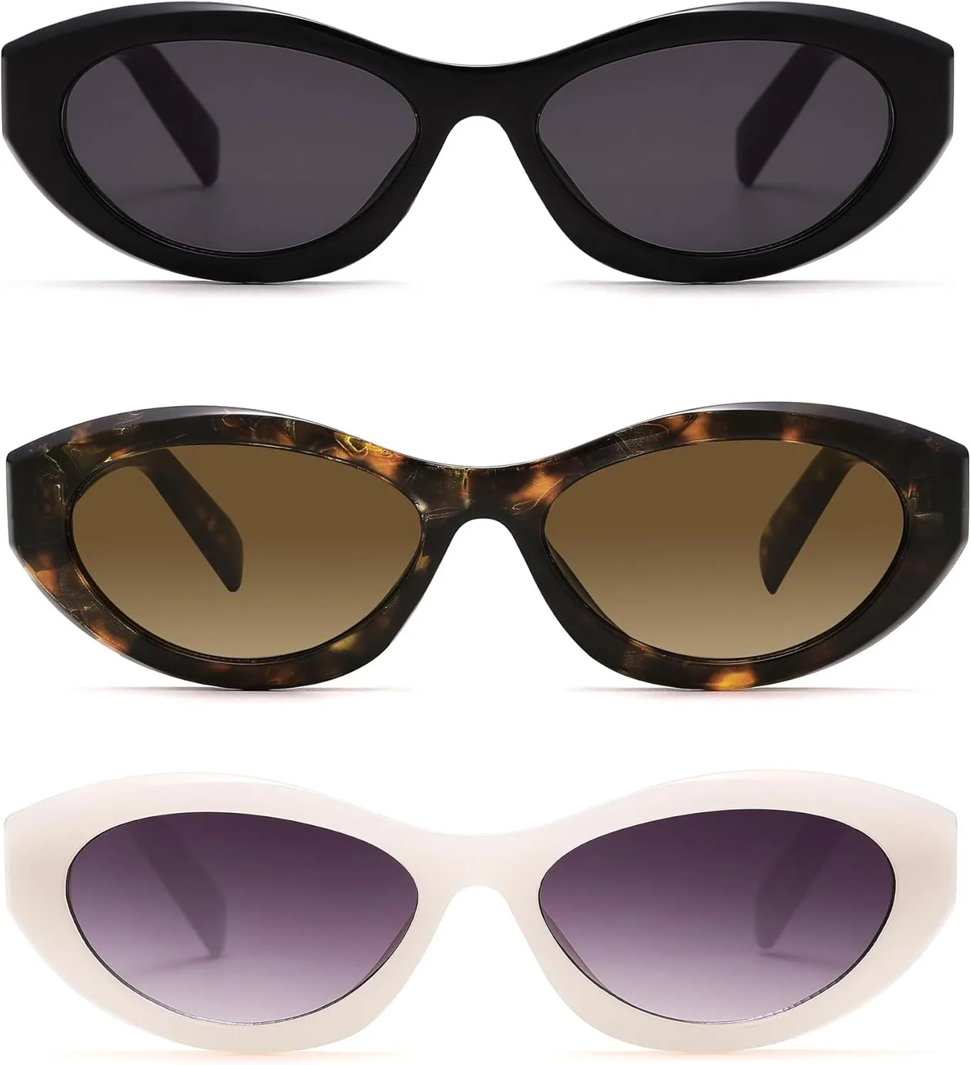Retro Oval Sunglasses for Women Men Trendy Vintage 90s Cat Eye Sun Glass UV400 Shades