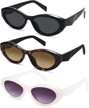 Retro Oval Sunglasses for Women Men Trendy Vintage 90s Cat Eye Sun Glass UV400 Shades