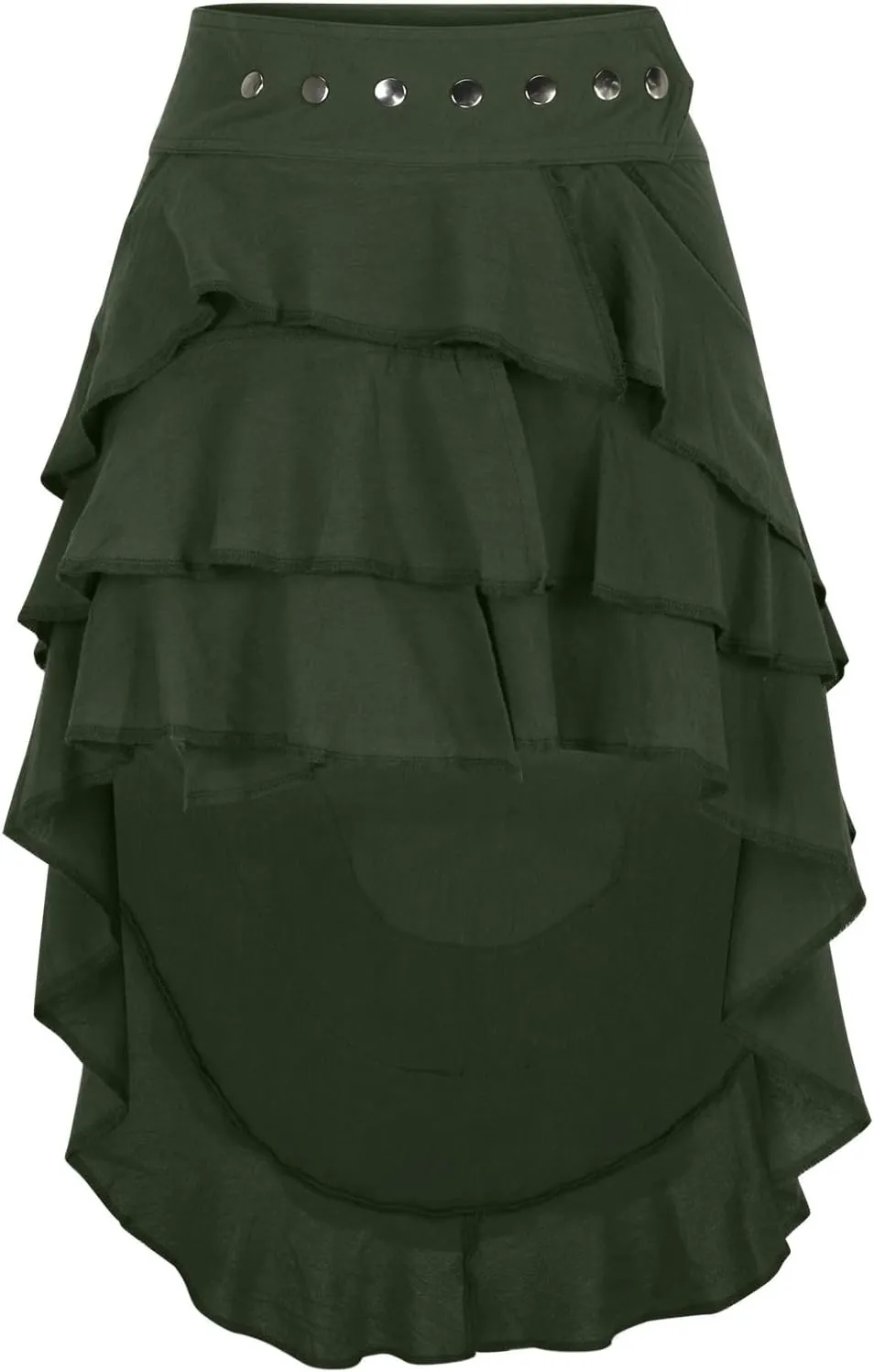 Ruffle Smocked Skirt for Women Summer Fashion Boho Beach Vacation Irregular Hem Skorts Casual Solid Tiered Skirts