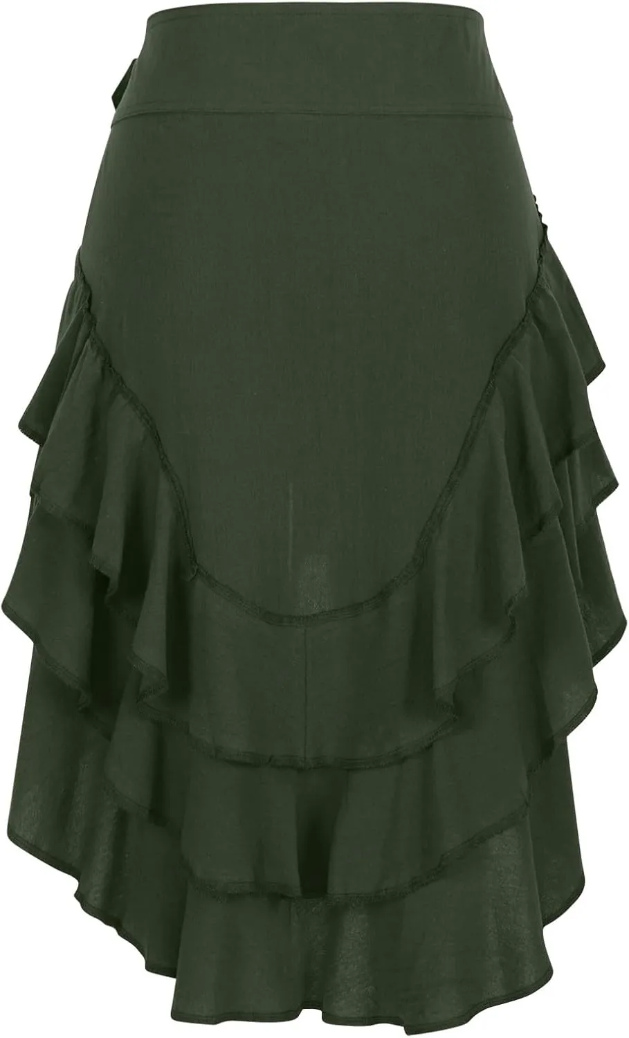 Ruffle Smocked Skirt for Women Summer Fashion Boho Beach Vacation Irregular Hem Skorts Casual Solid Tiered Skirts
