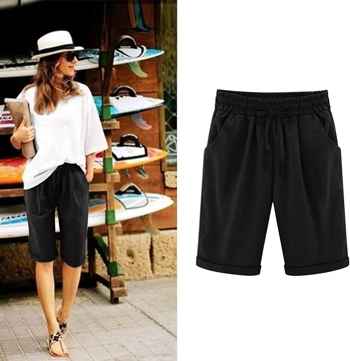 sdbrld Bermuda Shorts for Women Plus Size,Womens Bermuda Shorts for Summer Casual Workout High Waisted Soft Bermuda Shorts