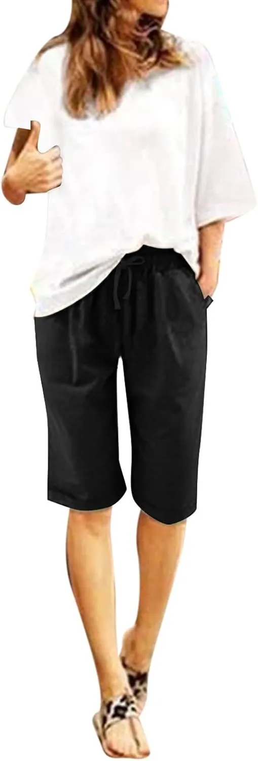 sdbrld Bermuda Shorts for Women Plus Size,Womens Bermuda Shorts for Summer Casual Workout High Waisted Soft Bermuda Shorts