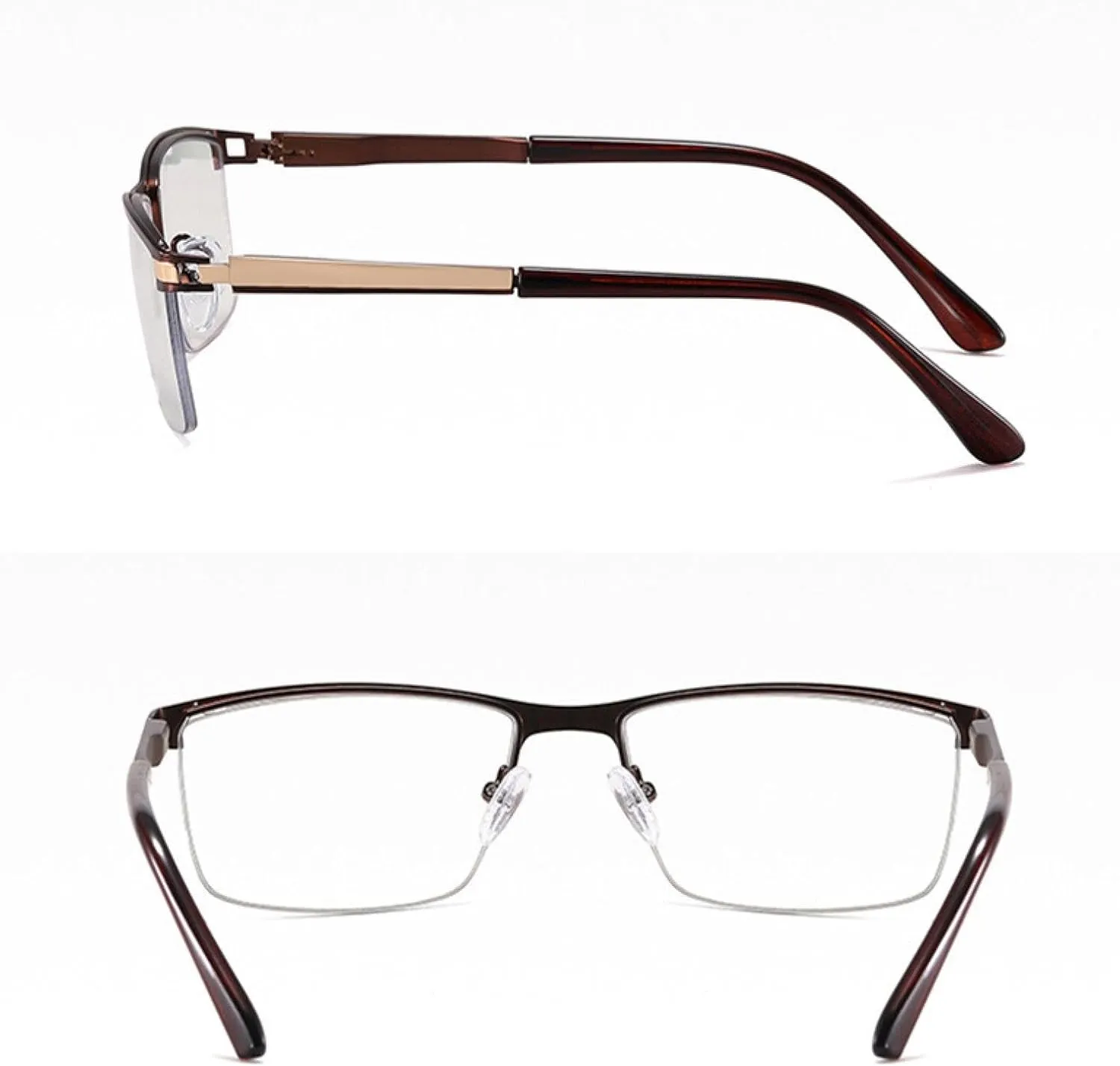 Semi-rimless Business Glasses Comfortable Metal Spring Hinge