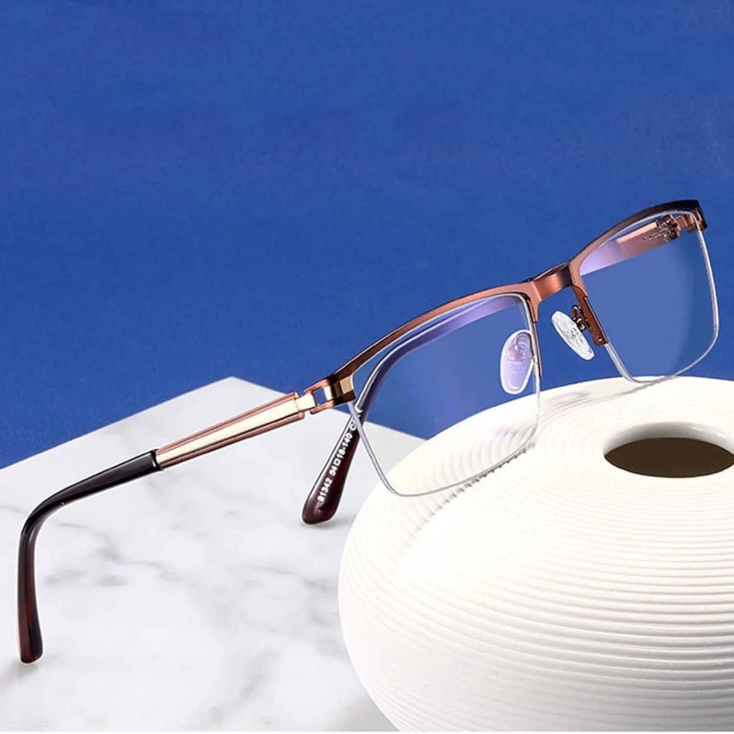 Semi-rimless Business Glasses Comfortable Metal Spring Hinge