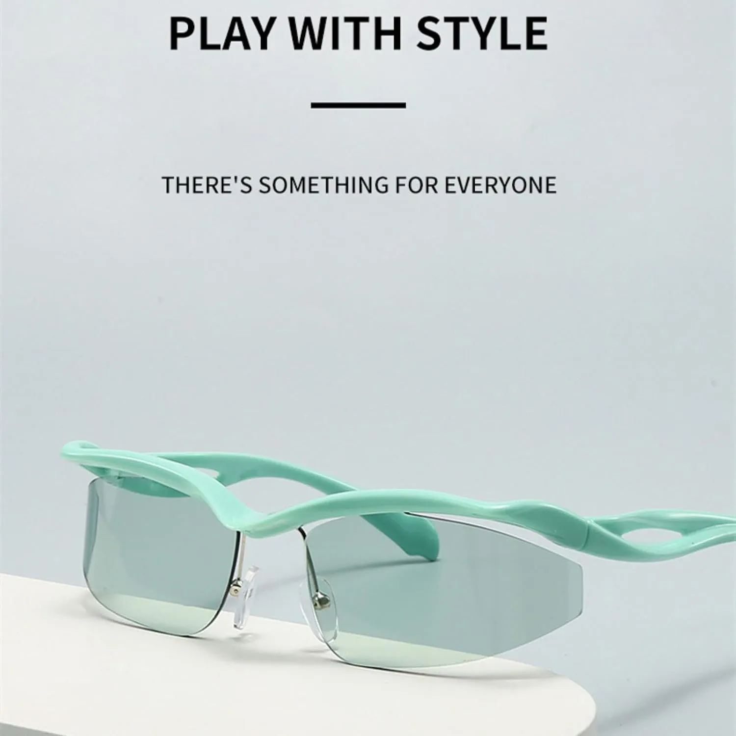 Semi-rimless Cat Eye Sunglasses for Women Men Luxury Vintage Punk Trendy Sports