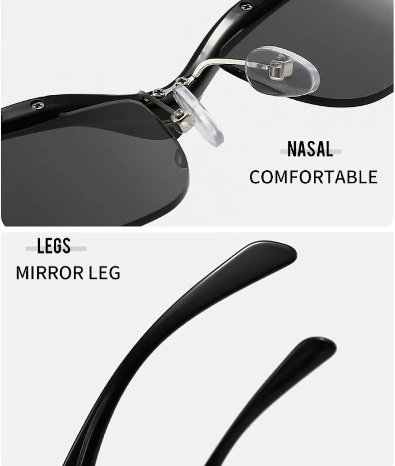 Semi-rimless Cat Eye Sunglasses for Women Men Luxury Vintage Punk Trendy Sports