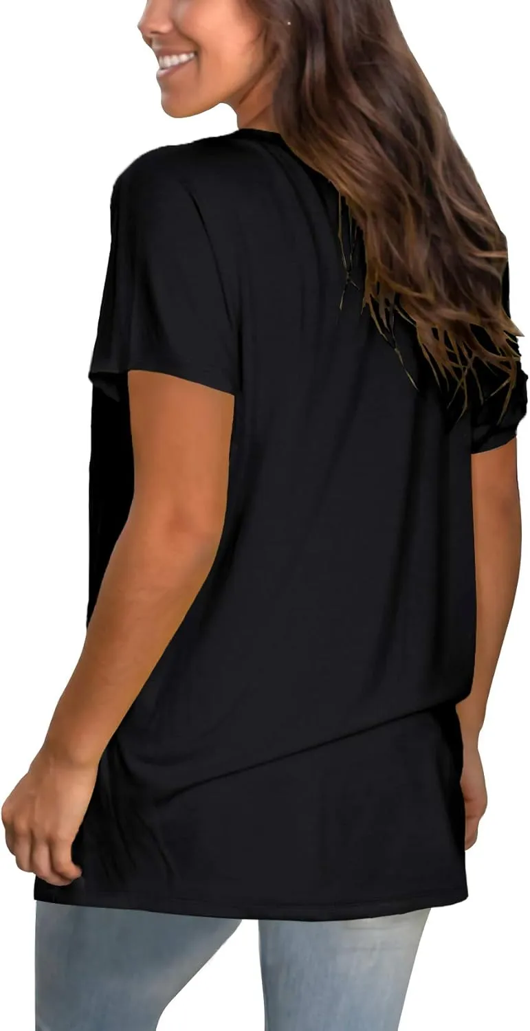 Sipaya Womens T Shirts Basic V Neck Tee Loose Fitting Casual Short Sleeve Tops