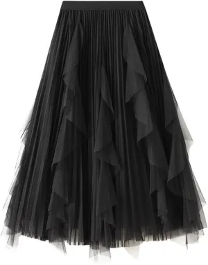 Skirt for Women A-Line High Waist Beach Outfits Bohemian Print Elastic Waist Maxi Skirt Tiered Casual Long Skirt