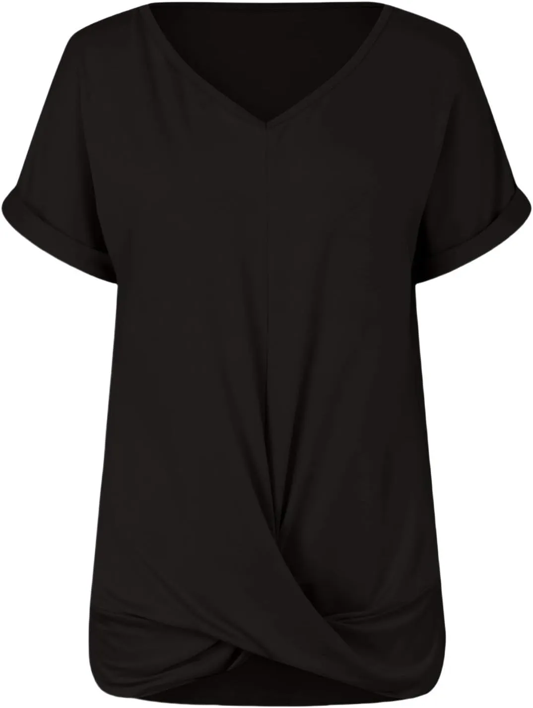 Slim Fit V Neck Solid Color Summer Ice T Shirt Women's Casual Short Sleeve Knot Soft Comfortable Tops