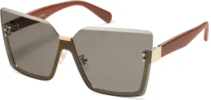 SOJOS Trendy Square Oversized Sunglasses Womens Big Rimless UV400 Ladies Shades SJ1160