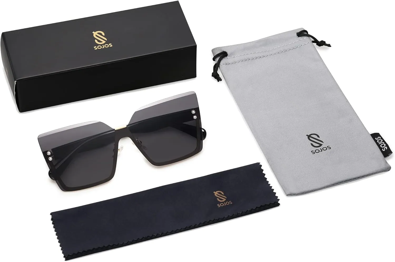 SOJOS Trendy Square Oversized Sunglasses Womens Big Rimless UV400 Ladies Shades SJ1160