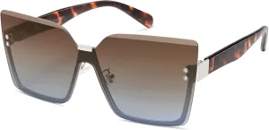 SOJOS Trendy Square Oversized Sunglasses Womens Big Rimless UV400 Ladies Shades SJ1160