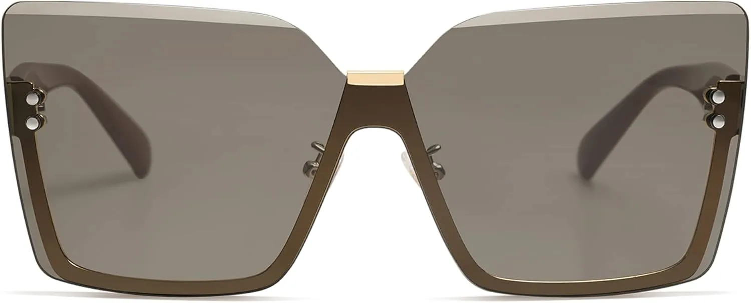 SOJOS Trendy Square Oversized Sunglasses Womens Big Rimless UV400 Ladies Shades SJ1160