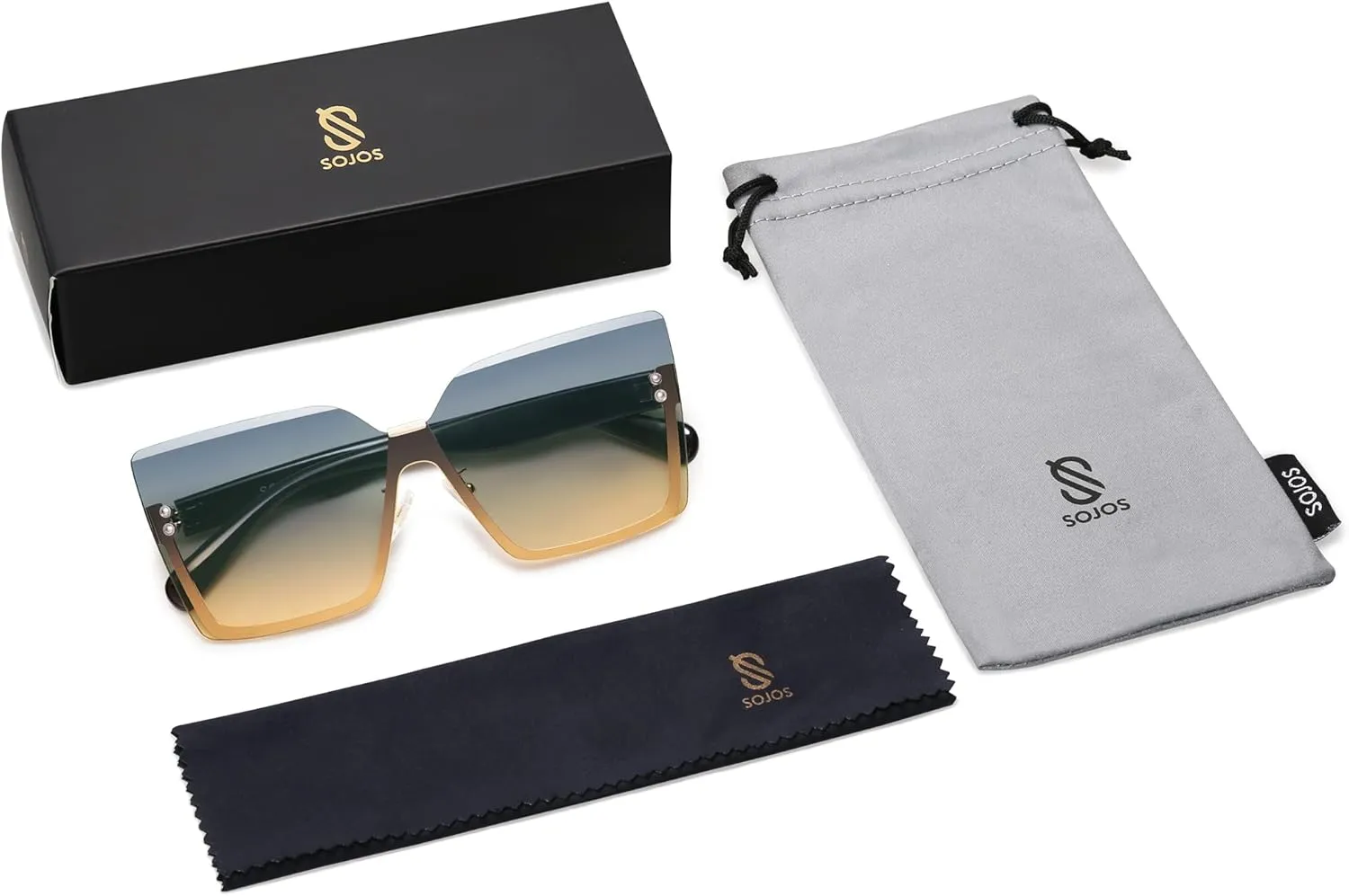 SOJOS Trendy Square Oversized Sunglasses Womens Big Rimless UV400 Ladies Shades SJ1160