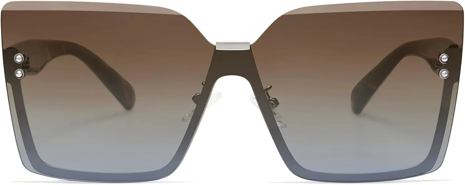 SOJOS Trendy Square Oversized Sunglasses Womens Big Rimless UV400 Ladies Shades SJ1160