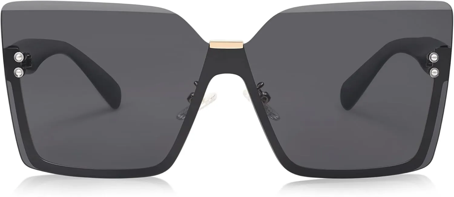 SOJOS Trendy Square Oversized Sunglasses Womens Big Rimless UV400 Ladies Shades SJ1160