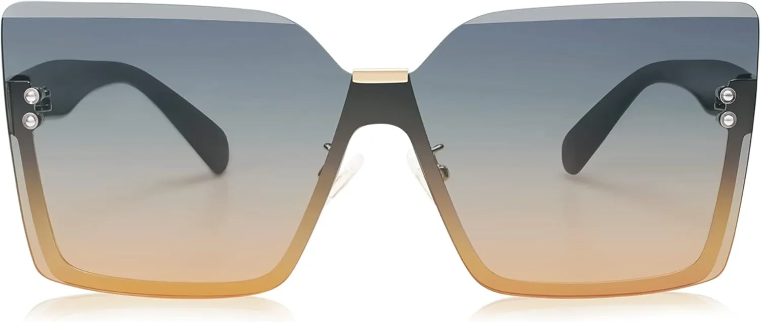 SOJOS Trendy Square Oversized Sunglasses Womens Big Rimless UV400 Ladies Shades SJ1160