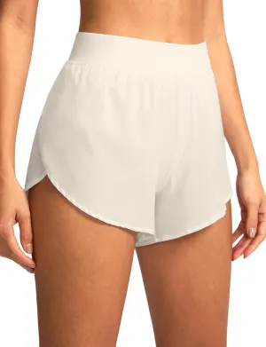 Soothfeel High Waisted Athletic Running Shorts for Women Dolphin Shorts High Split Quick Dry Gym Workout Shorts with Liner