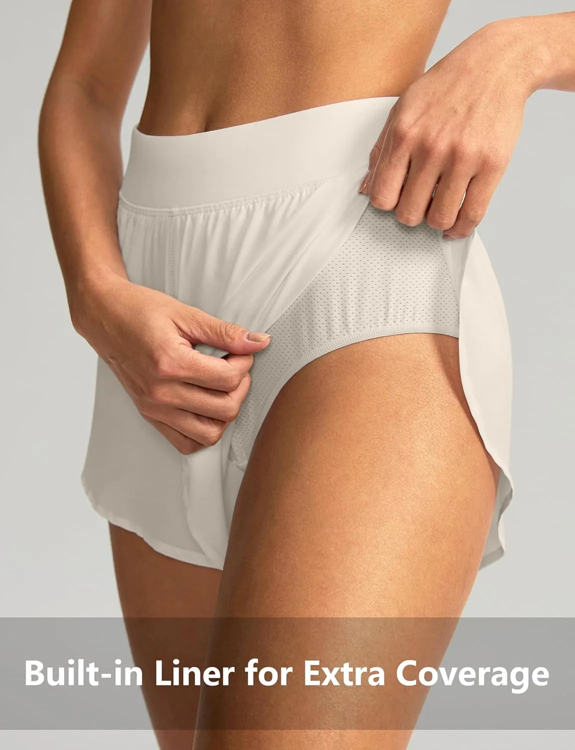Soothfeel High Waisted Athletic Running Shorts for Women Dolphin Shorts High Split Quick Dry Gym Workout Shorts with Liner