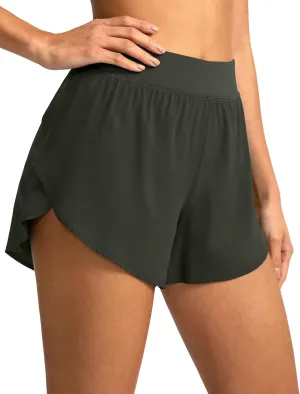 Soothfeel High Waisted Athletic Running Shorts for Women Dolphin Shorts High Split Quick Dry Gym Workout Shorts with Liner