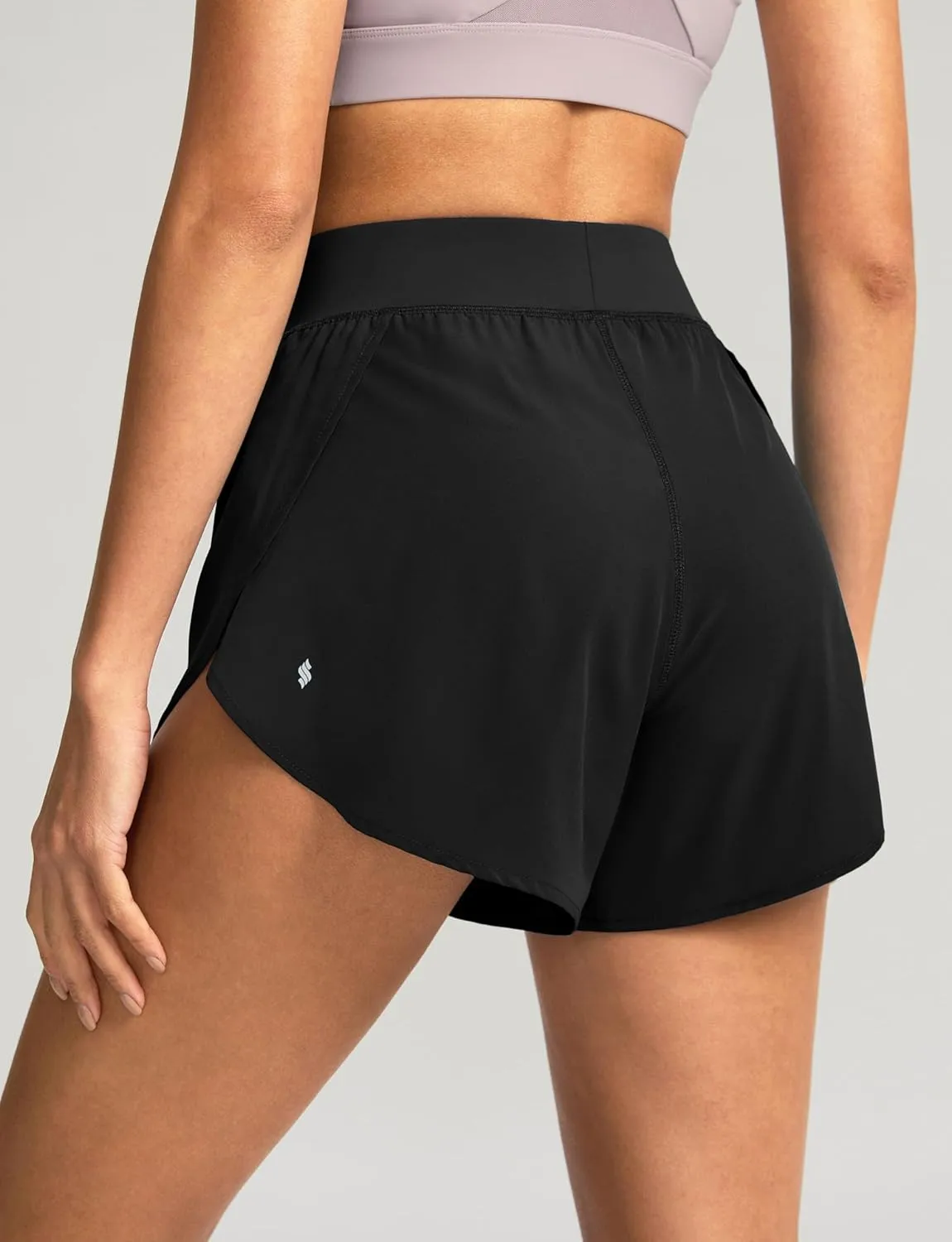 Soothfeel High Waisted Athletic Running Shorts for Women Dolphin Shorts High Split Quick Dry Gym Workout Shorts with Liner
