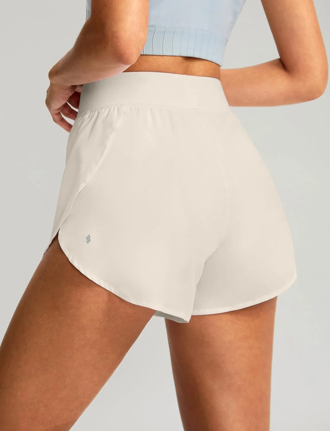 Soothfeel High Waisted Athletic Running Shorts for Women Dolphin Shorts High Split Quick Dry Gym Workout Shorts with Liner