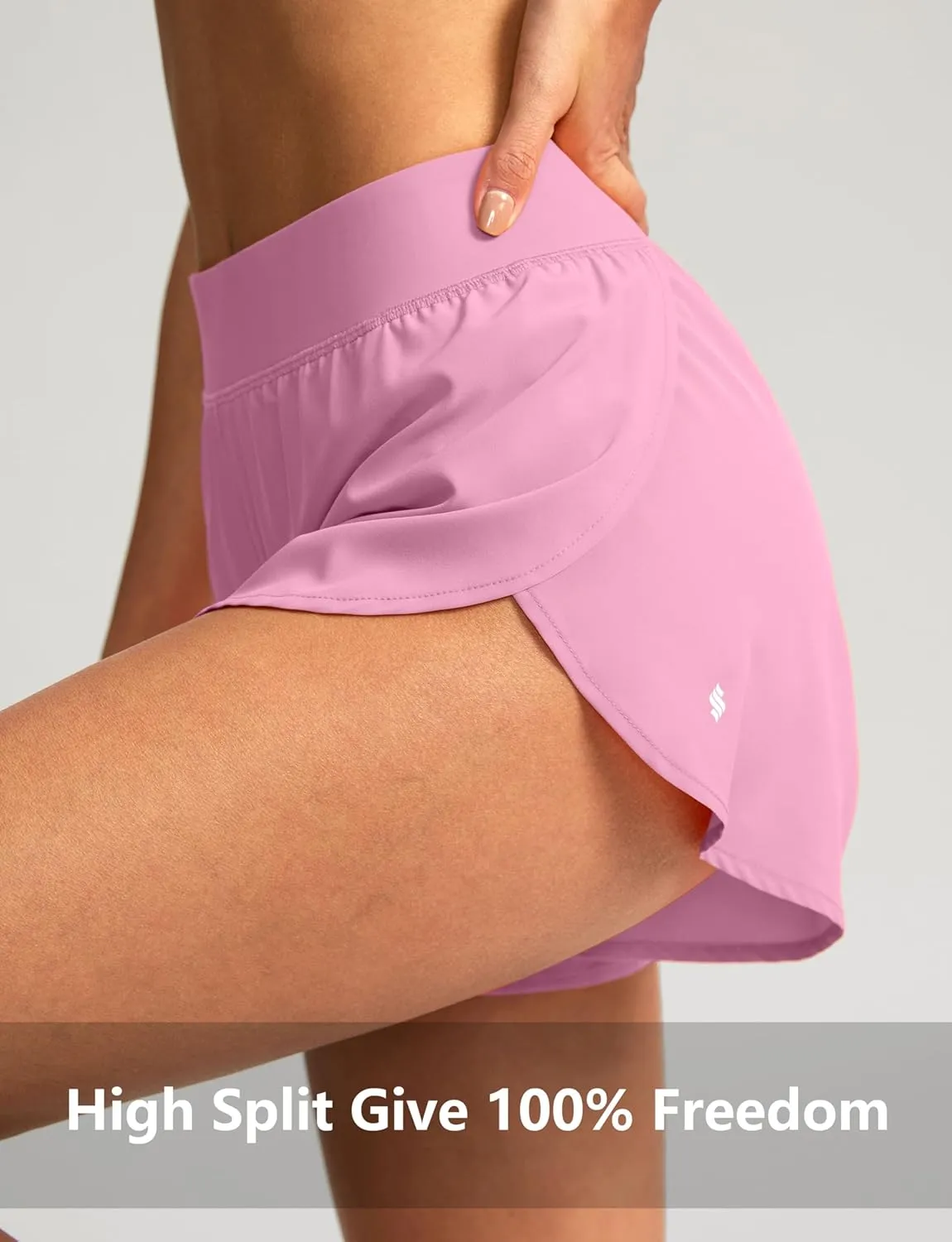 Soothfeel High Waisted Athletic Running Shorts for Women Dolphin Shorts High Split Quick Dry Gym Workout Shorts with Liner