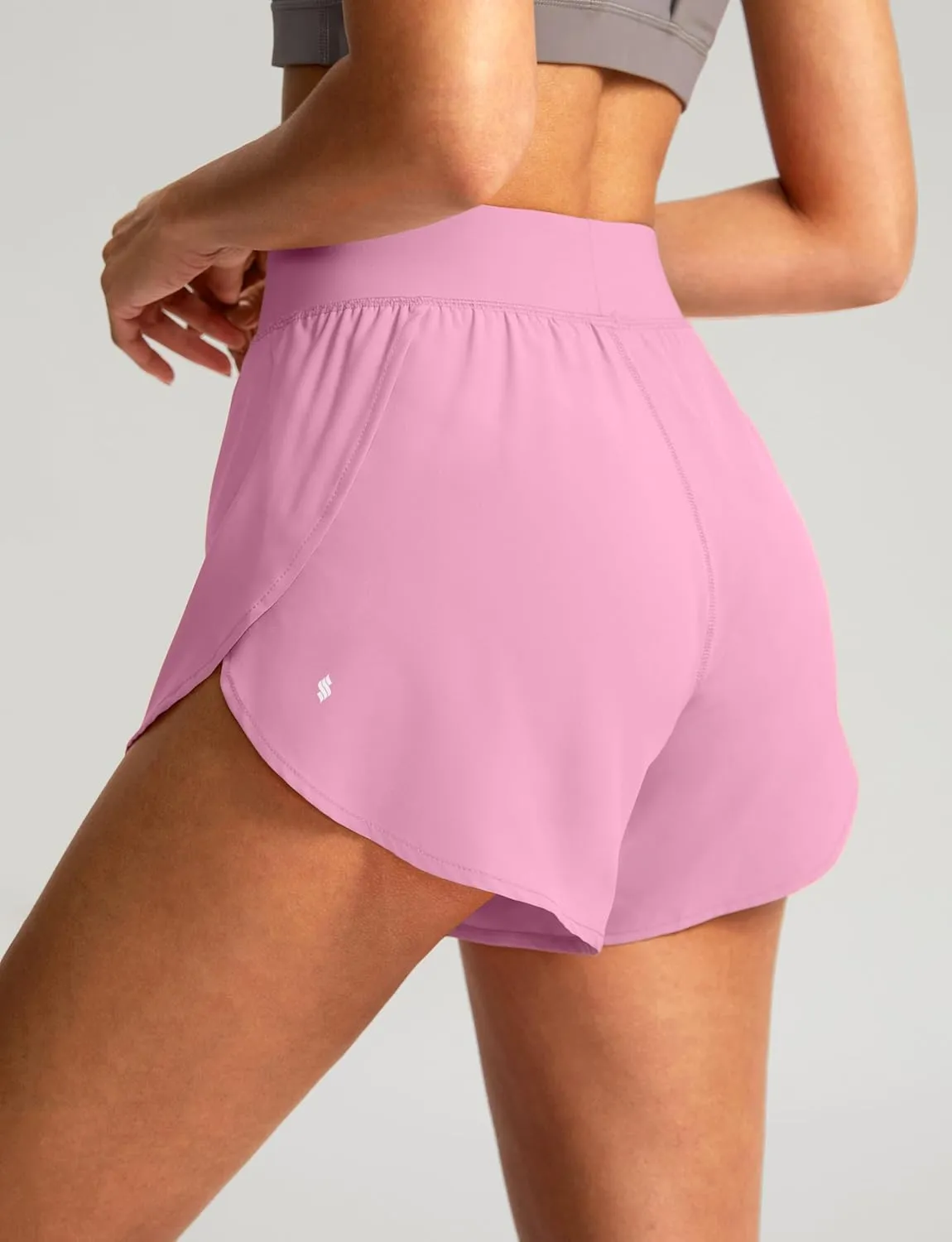 Soothfeel High Waisted Athletic Running Shorts for Women Dolphin Shorts High Split Quick Dry Gym Workout Shorts with Liner