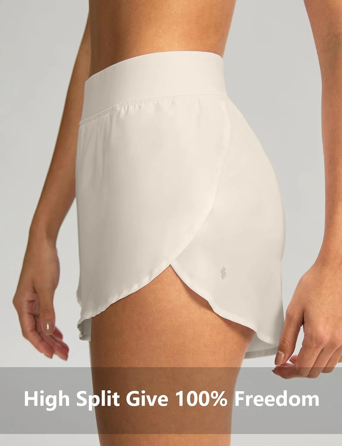 Soothfeel High Waisted Athletic Running Shorts for Women Dolphin Shorts High Split Quick Dry Gym Workout Shorts with Liner