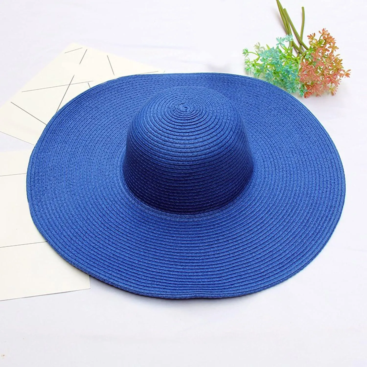 Straw Sun Hat Womens Summer Sun UV Protection Hat Wide Brim Foldable Straw Hat Outdoor Traveling Beach Hats