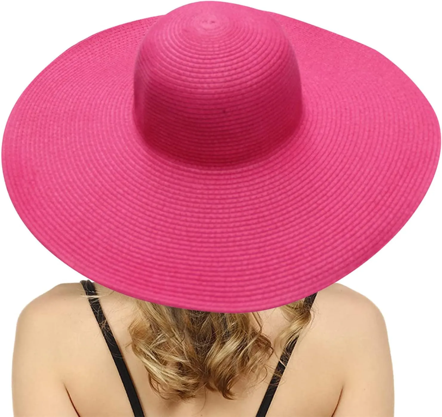 Straw Sun Hat Womens Summer Sun UV Protection Hat Wide Brim Foldable Straw Hat Outdoor Traveling Beach Hats