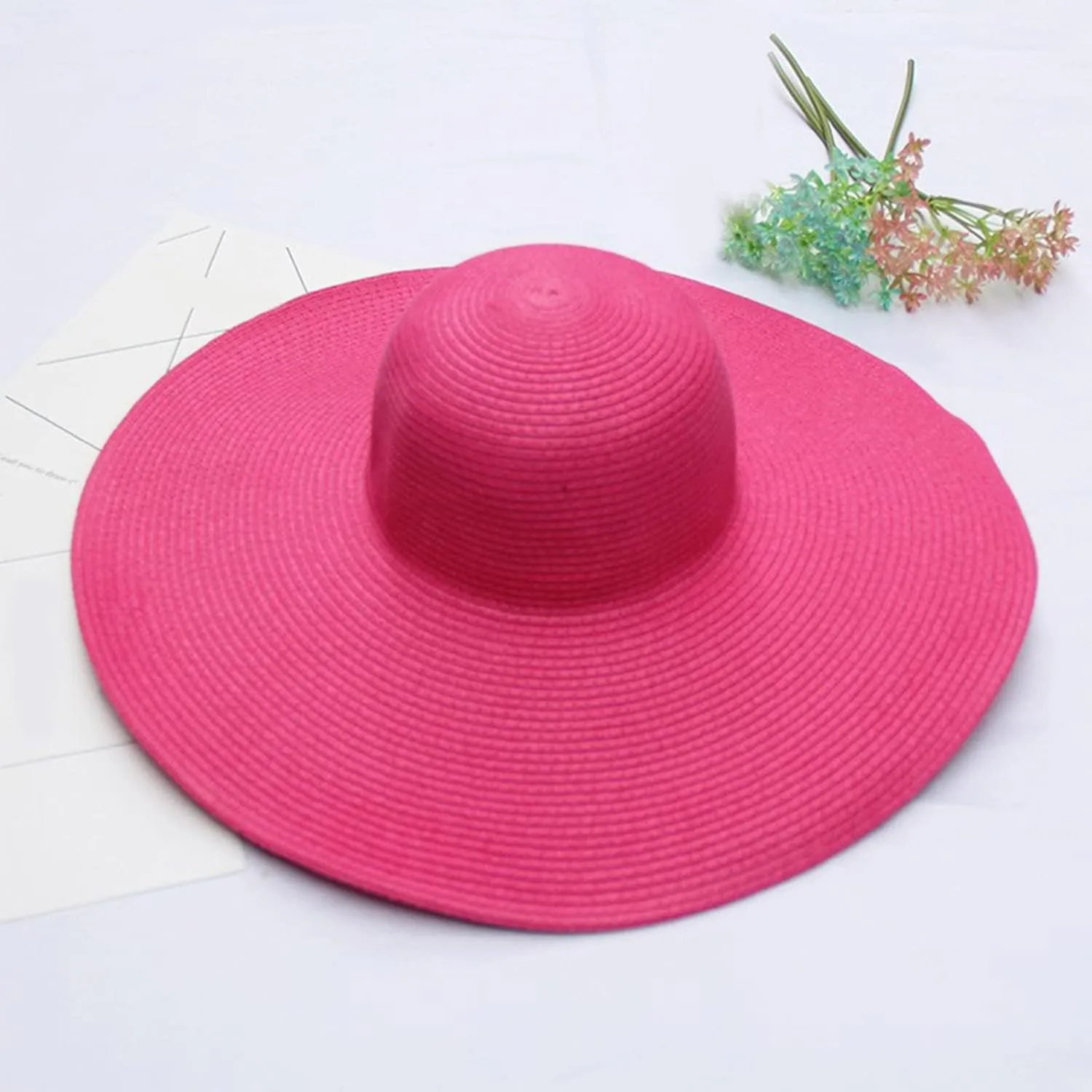 Straw Sun Hat Womens Summer Sun UV Protection Hat Wide Brim Foldable Straw Hat Outdoor Traveling Beach Hats