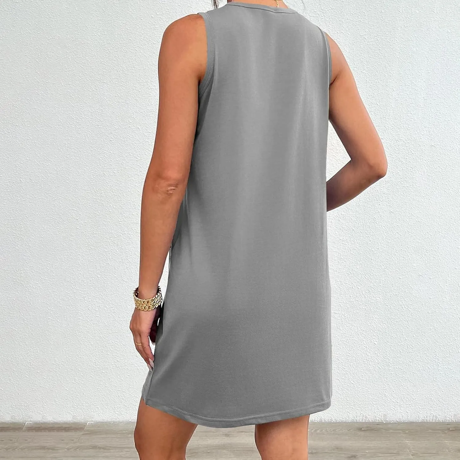 Summer Dresses for Women Casual Loose Sleeveless Sundress Boho Beach Mini Dress Vacation Travel Clothes with Pockets