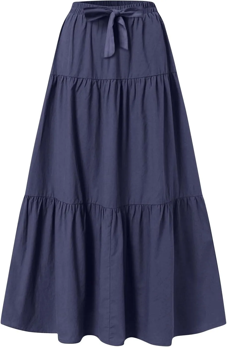 Summer Skirt for Women 2025 Maxi Skirt Drawstring Elastic High Waisted Smocked Tiered Aline Skirts Flowy Long Skirts