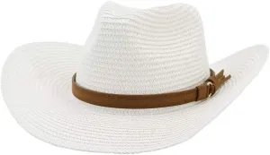 Sun Hats for Women Fashionable Womens Wide Brim Hat Roll-up Straw Sun Visor Hat Fishing Gear (White, One Size)