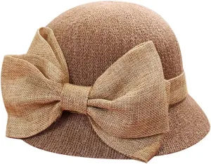 Sun Straw Hats for Women Foldable Floppy Beach Summer Hat Oversized Weave Wide Brim Bowknot Lace for (Khaki, One Size)