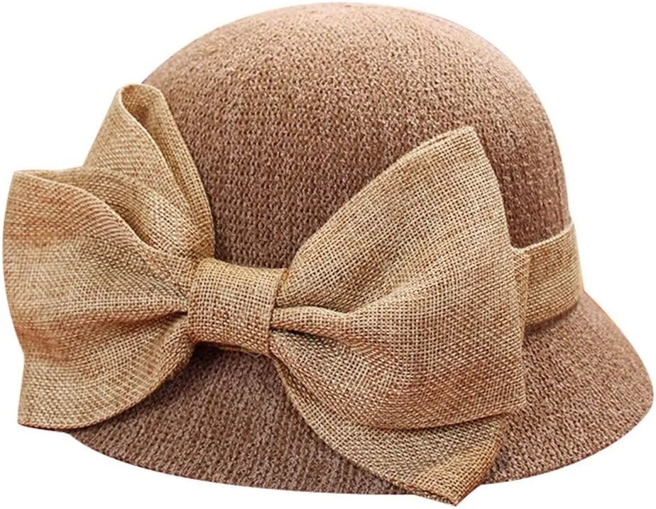 Sun Straw Hats for Women Foldable Floppy Beach Summer Hat Oversized Weave Wide Brim Bowknot Lace for (Khaki, One Size)