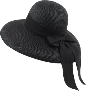 Sun Visors for Women Beach Foldable Wide Brim Retro Fedora Floppy Beach Hat Straw Fedora Hats for Women