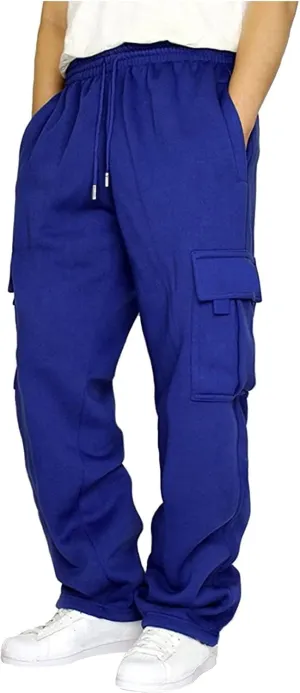 Sweatpants for Men Pants Track Cuff Lace up Spliced Solid Color Workout Pants Fleece Active Tech Joggers