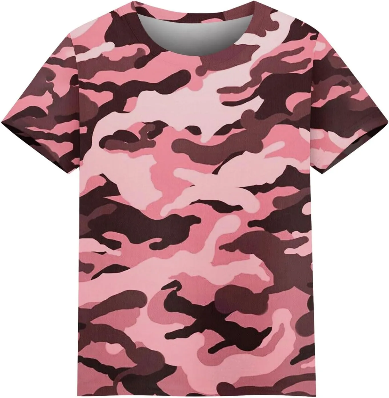T Shirts for Women Camouflage Print Cute Going Out Tops Short Sleeve Crew Neck Shirts Blouses Casual Clothes Trendy S-5xl