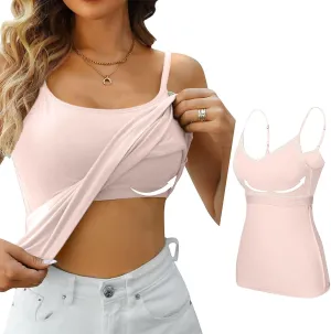 Tank Top with Built in Bra for Women Adjustable Spaghetti Strap Cami Tanks Padded Comfy Yoga Tops Sleeveless Basic Tops