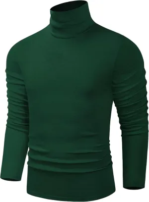 TAPULCO Men Turtleneck Long Sleeve Knitted Pullover Basic Slim Fit Casual Soft Comfy T Shirts