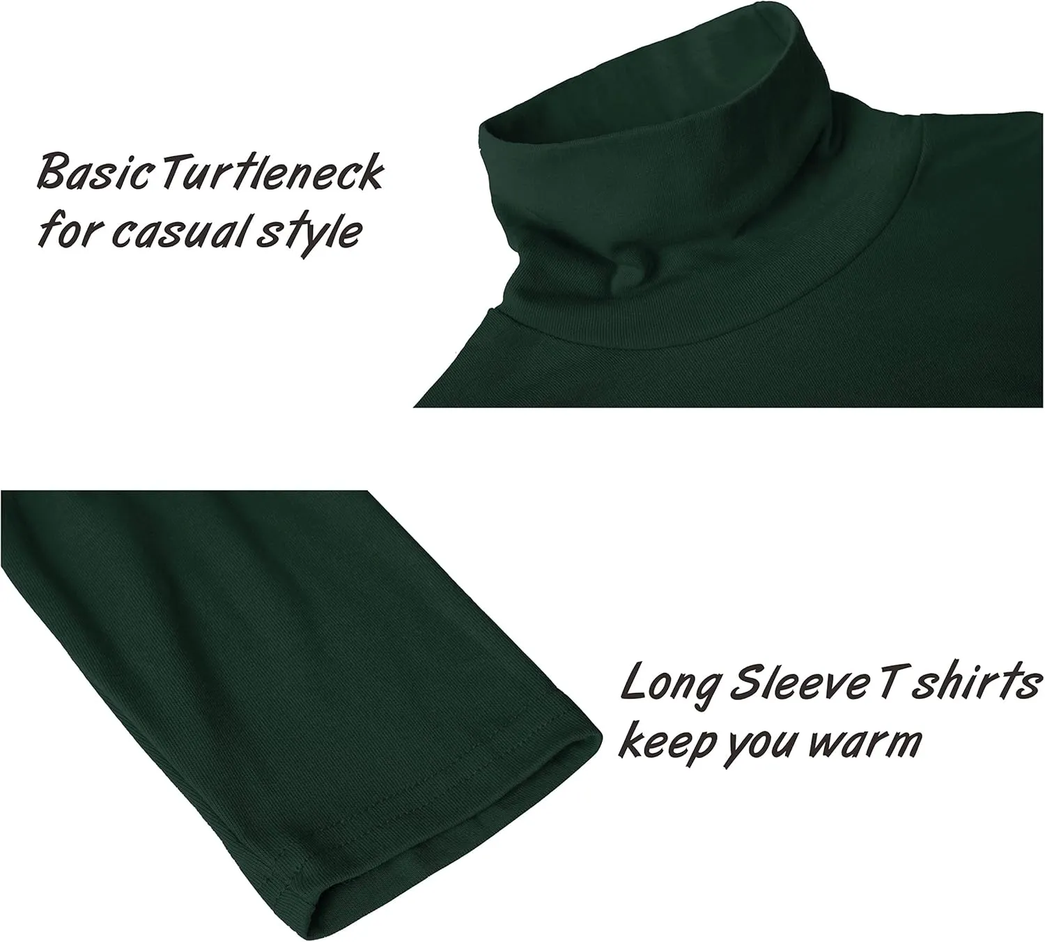 TAPULCO Men Turtleneck Long Sleeve Knitted Pullover Basic Slim Fit Casual Soft Comfy T Shirts