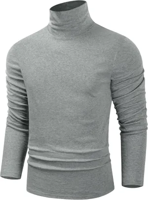 TAPULCO Men Turtleneck Long Sleeve Knitted Pullover Basic Slim Fit Casual Soft Comfy T Shirts
