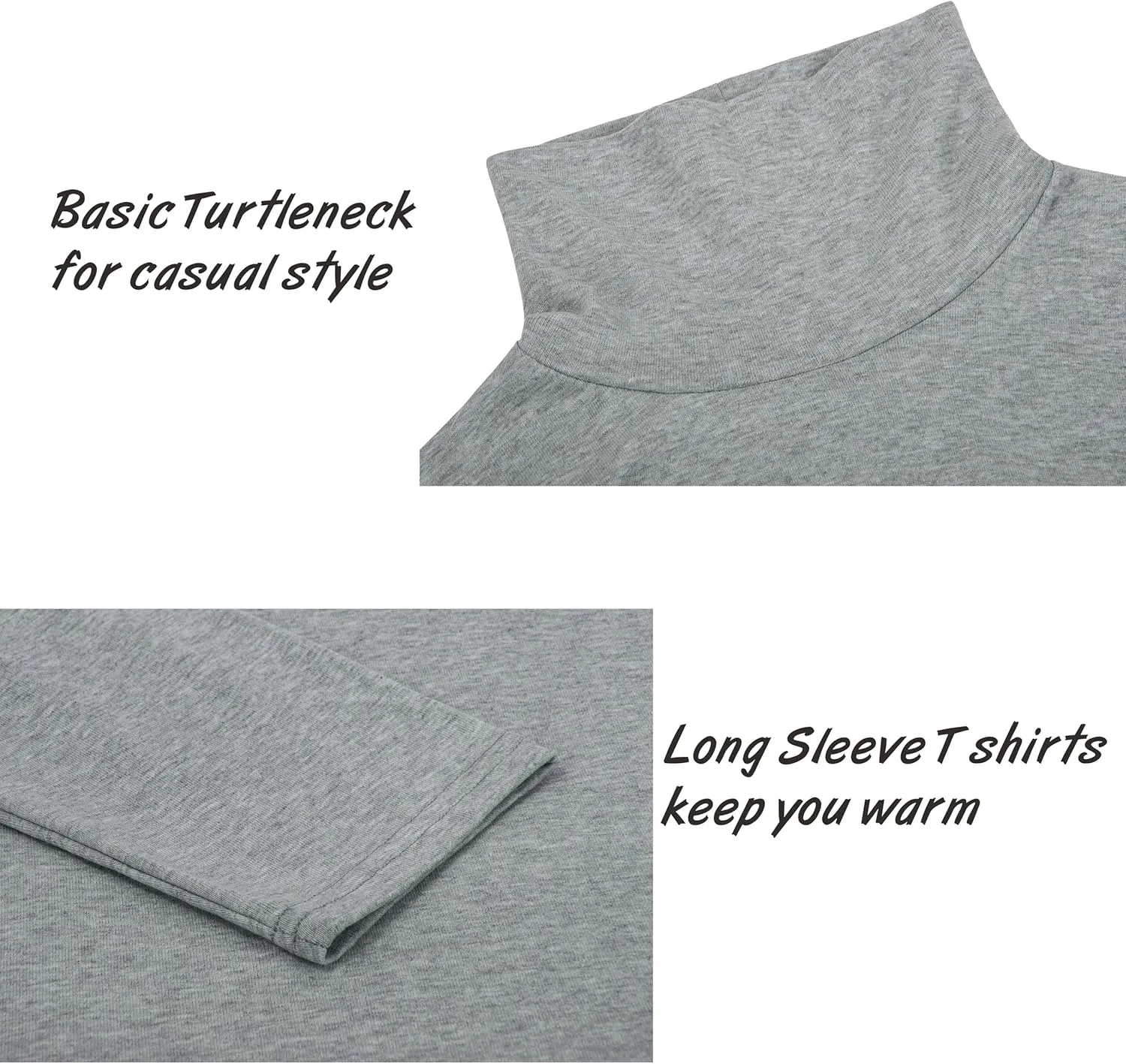 TAPULCO Men Turtleneck Long Sleeve Knitted Pullover Basic Slim Fit Casual Soft Comfy T Shirts