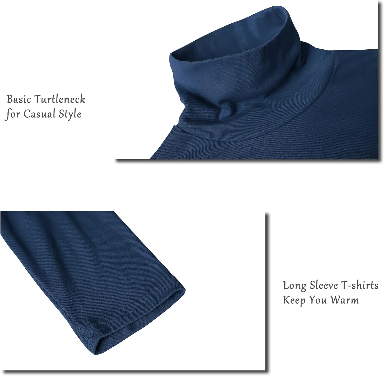 TAPULCO Men Turtleneck Long Sleeve Knitted Pullover Basic Slim Fit Casual Soft Comfy T Shirts